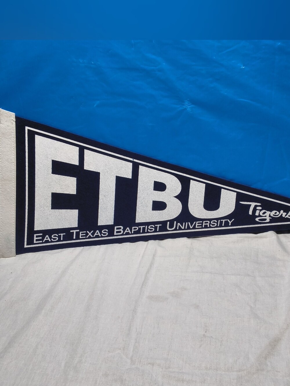 East Texas Baptist University ETBU Tigers Blue & White Felt Pennant